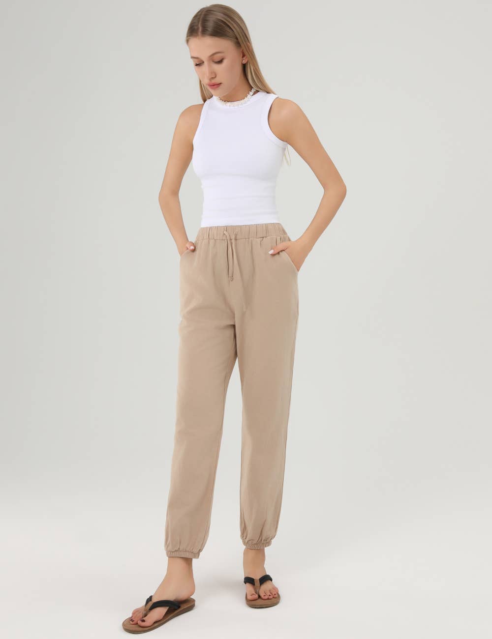 Sweetkama - Vendita all'ingrosso Pantalone - Donna - Pantaloni da donna Tourse con cravatta in tinta unita SKP80208