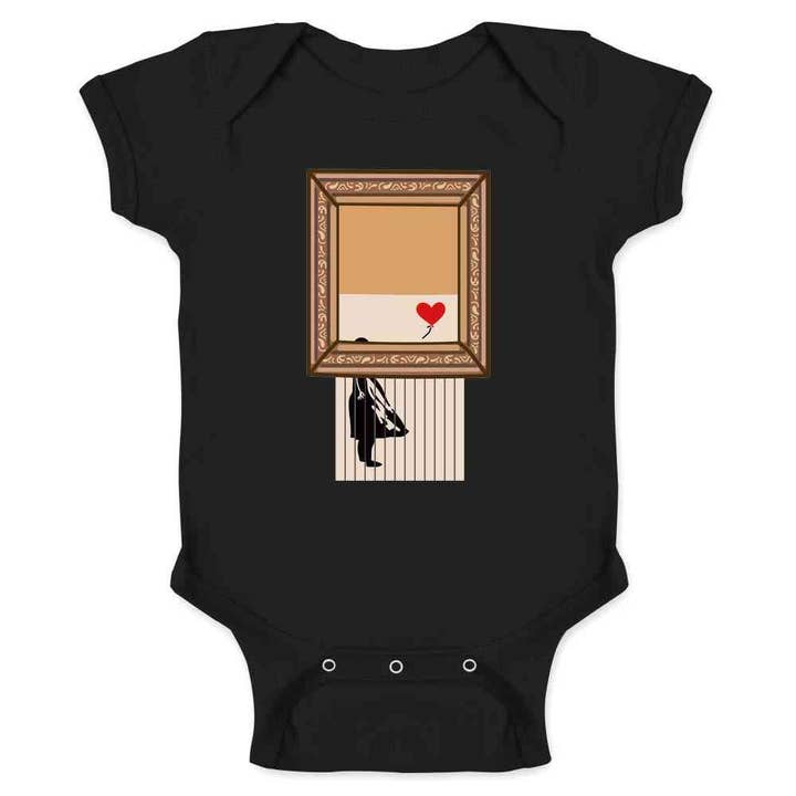 Geraspte banksy babyromper met ballon en grappige kunstzinnige babyromper voor wholesale door Pop Threads