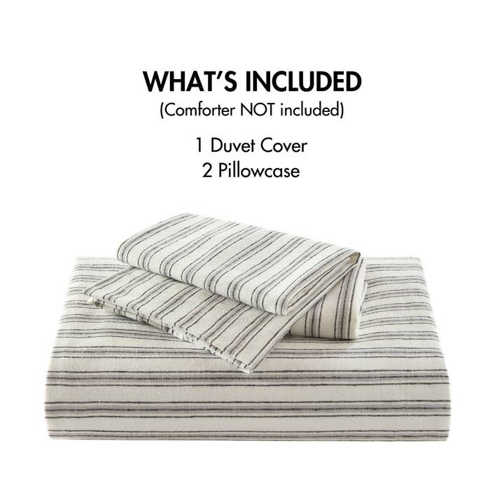 Olliix - Wholesale Bedding Set - 3 Piece Yarn-Dyed Stripes All-Seasons Duvet Set, Grey12
