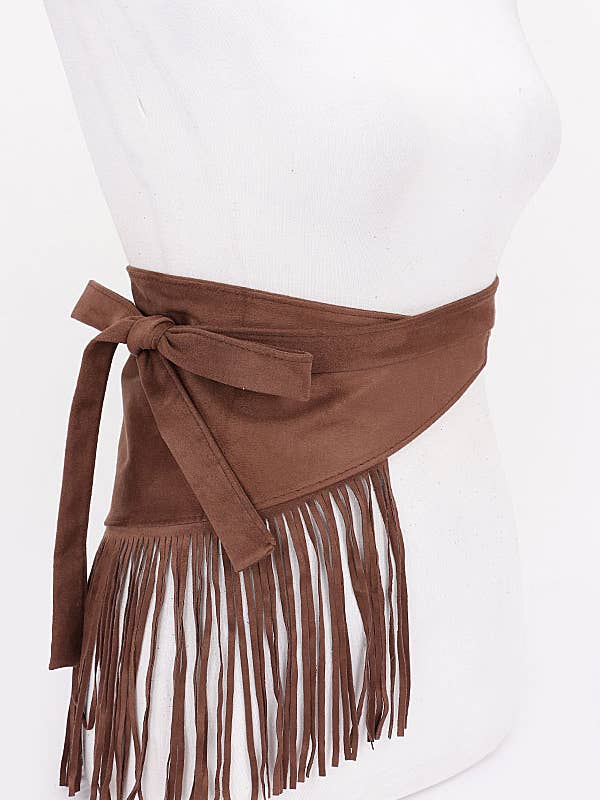 Cintura con frange in finta pelle scamosciata per la vendita all'ingrosso da parte di Shop Neighbors