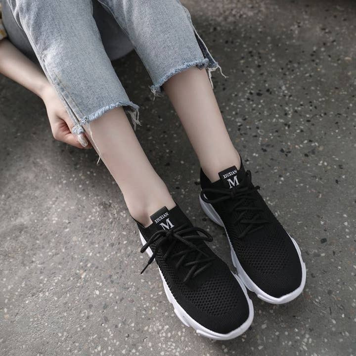 Calseosvic - Vendita all'ingrosso Sneakers sportive - Donna - Scarpe sportive traspiranti super morbide per donna 1963 nere2