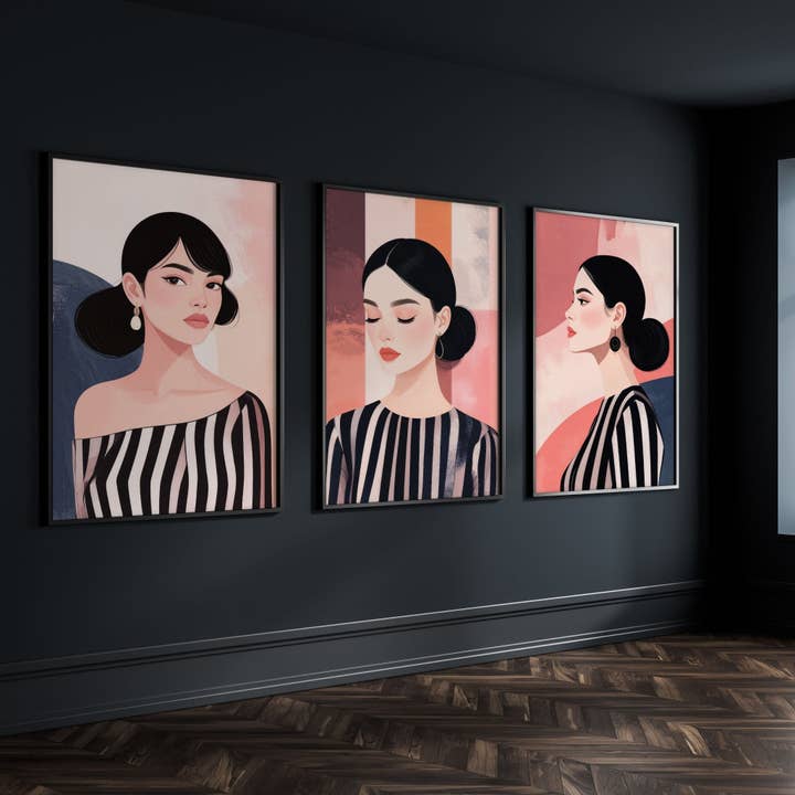 Cadres Salon | Ensemble de 3 Affiches Murales Bohème Femmes pour la vente par About Wall Art