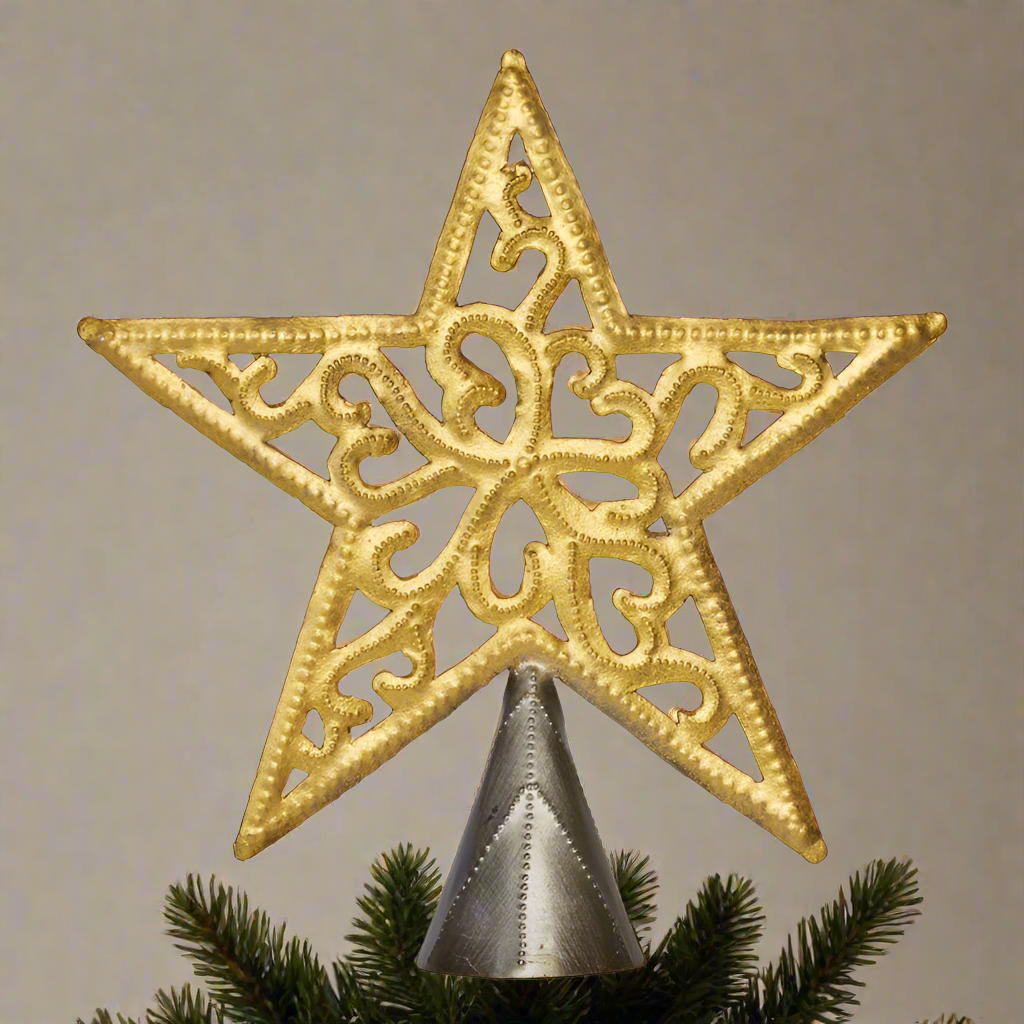 Beyond Borders - Wholesale Tree Topper - Gold Filigree Star Tree Topper2