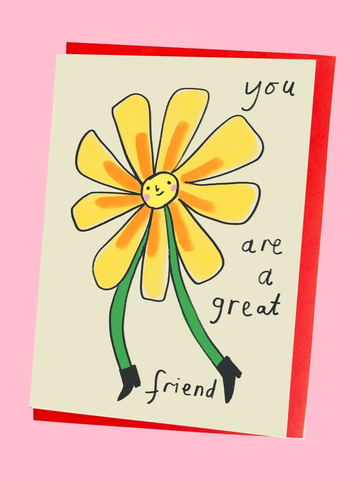 Tarjeta de felicitación Great Friend Flower Person para venta al por mayor de Kitty Kenda Papergoods