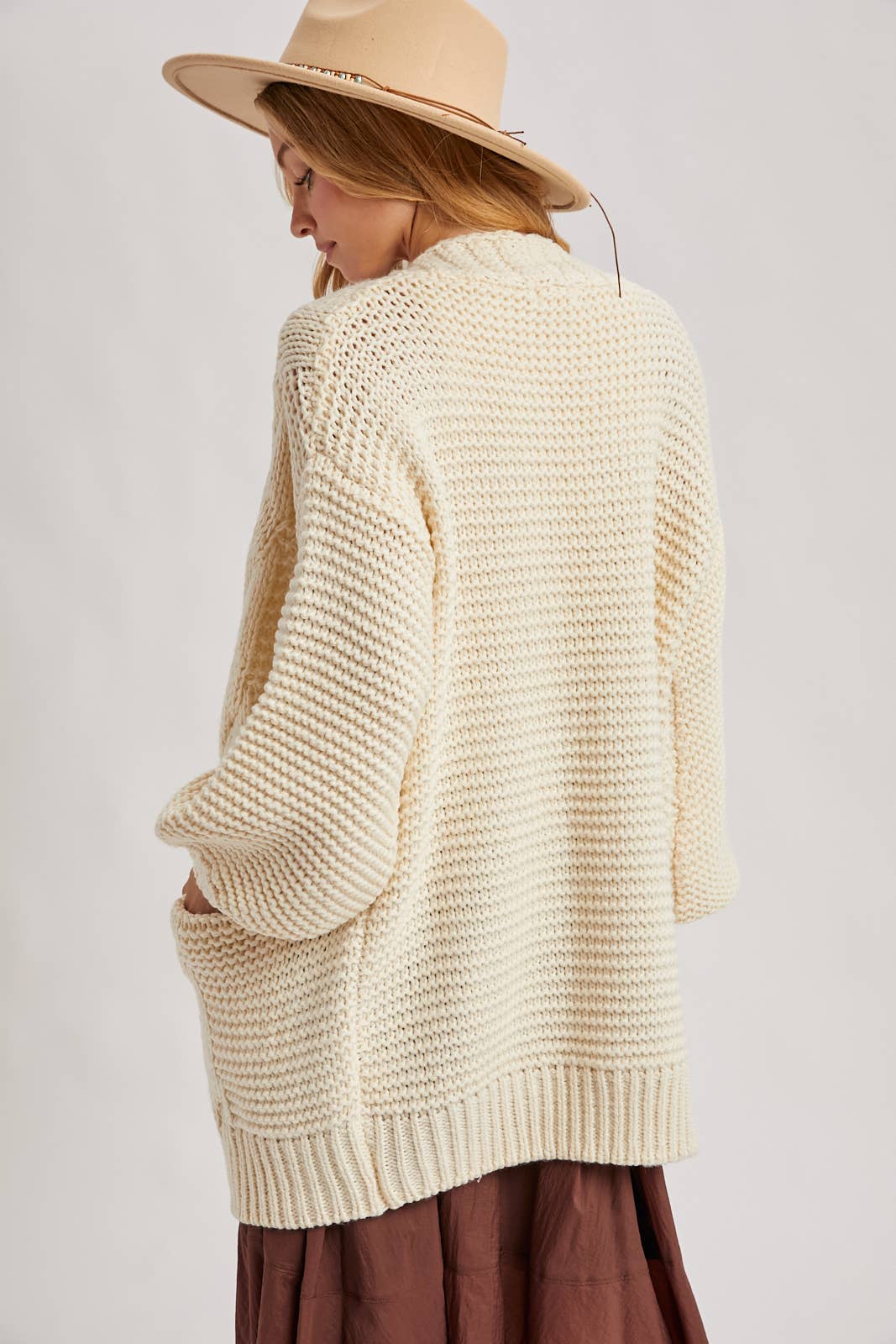 Bluivy - Vente Cardigan – femme - CARDIGAN À MANCHE LANTERNE À CÂBLE6