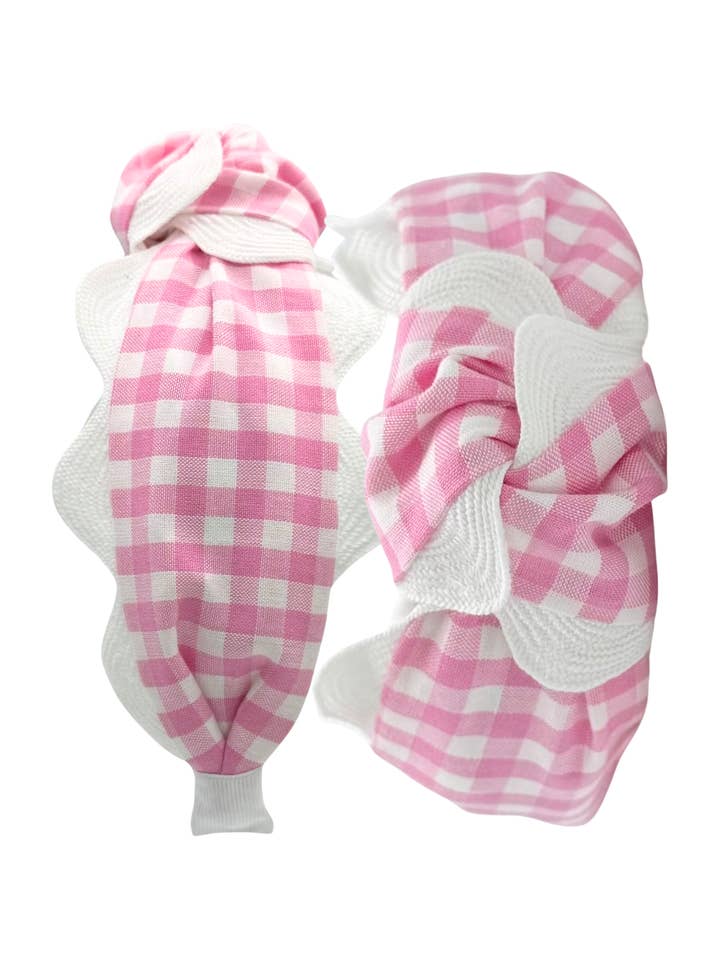 Gingham rosa con grande bordo bianco a smerlo per la vendita all'ingrosso da parte di Pretty Happies