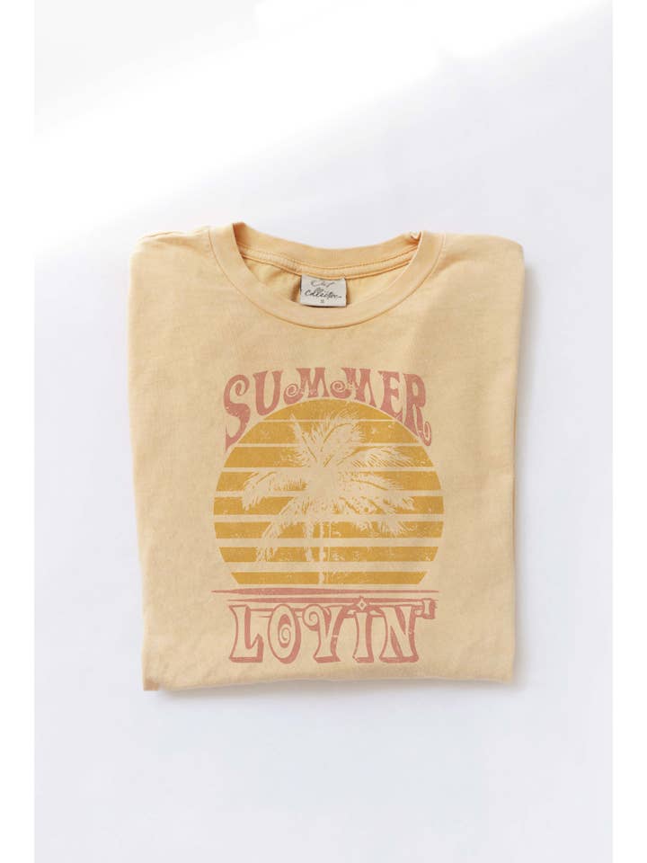 OAT COLLECTIVE - Wholesale Screen Printed T-Shirt - Women's - SUMMER LOVIN' Mineral Washed Graphic Top