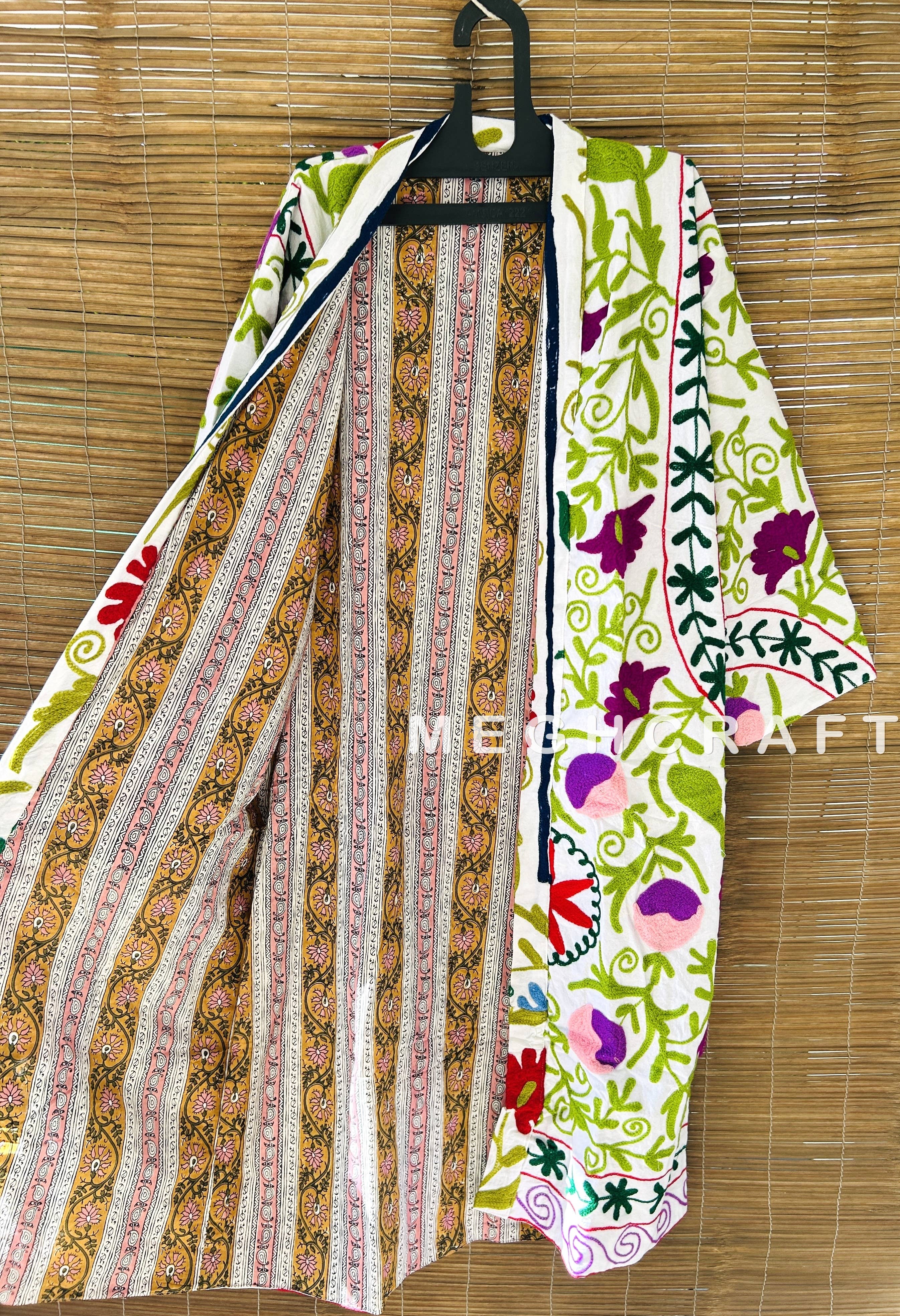 Meghcraft – wholesale Kimono – Women's – Cotton Suzani Embroidered Jacket Kimono Robe-Suzani Coat1
