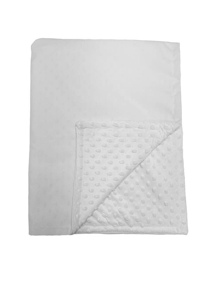 White Oxford Minky Dot Blanket for wholesale by Stork and Loom