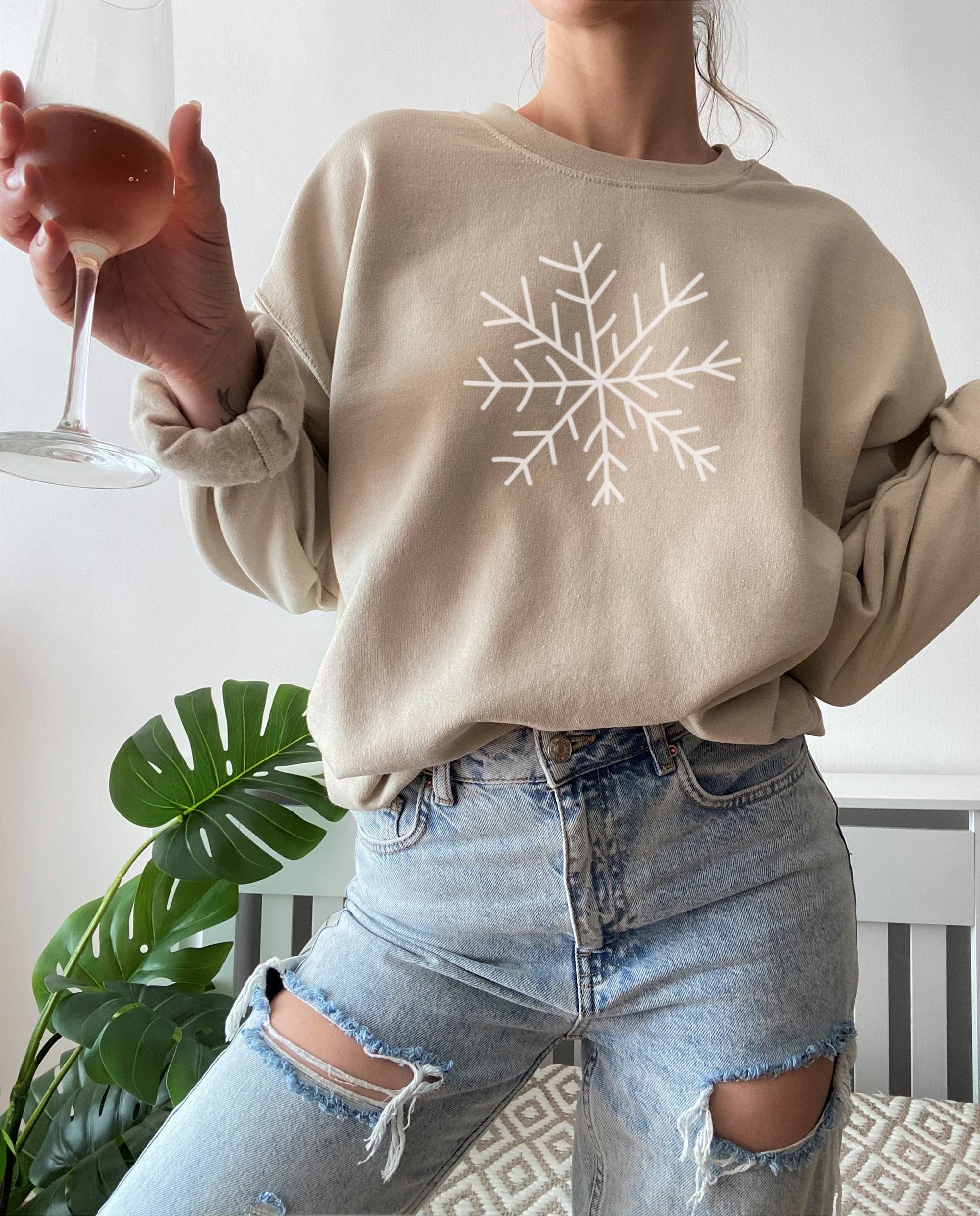 sand Snowflake Christmas Holiday Sweatshirt | Minimal Xmas for wholesale on Faire