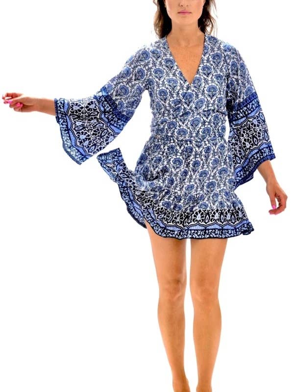 Boho Top - Navy Floral voor wholesale door Walker&Wade