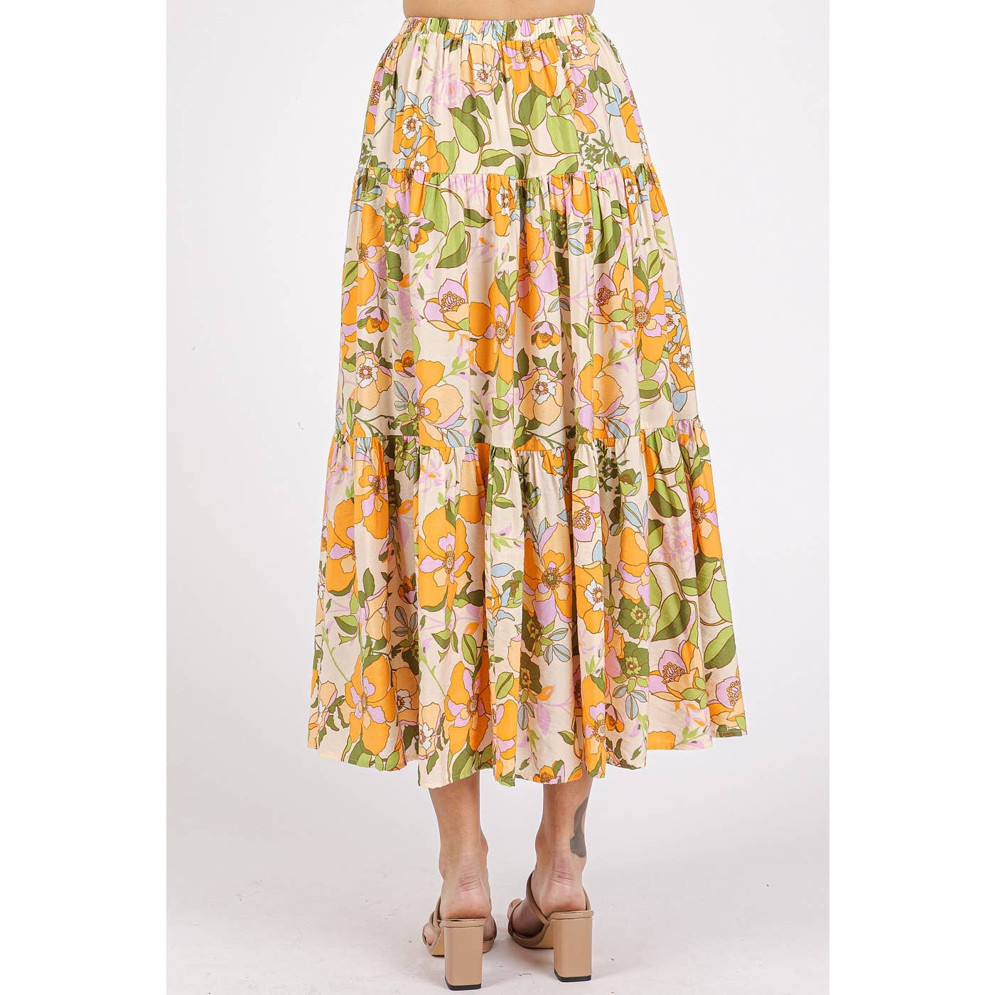 mittoshop - Wholesale Skirt - Women's - FLOWER PRINT ELASTIC WAIST TIERED MAXI SKIRT9
