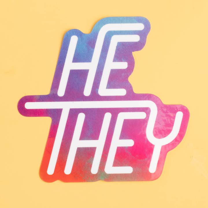 Pronoun Sticker Sheet - He/They for wholesale by Dissent Pins