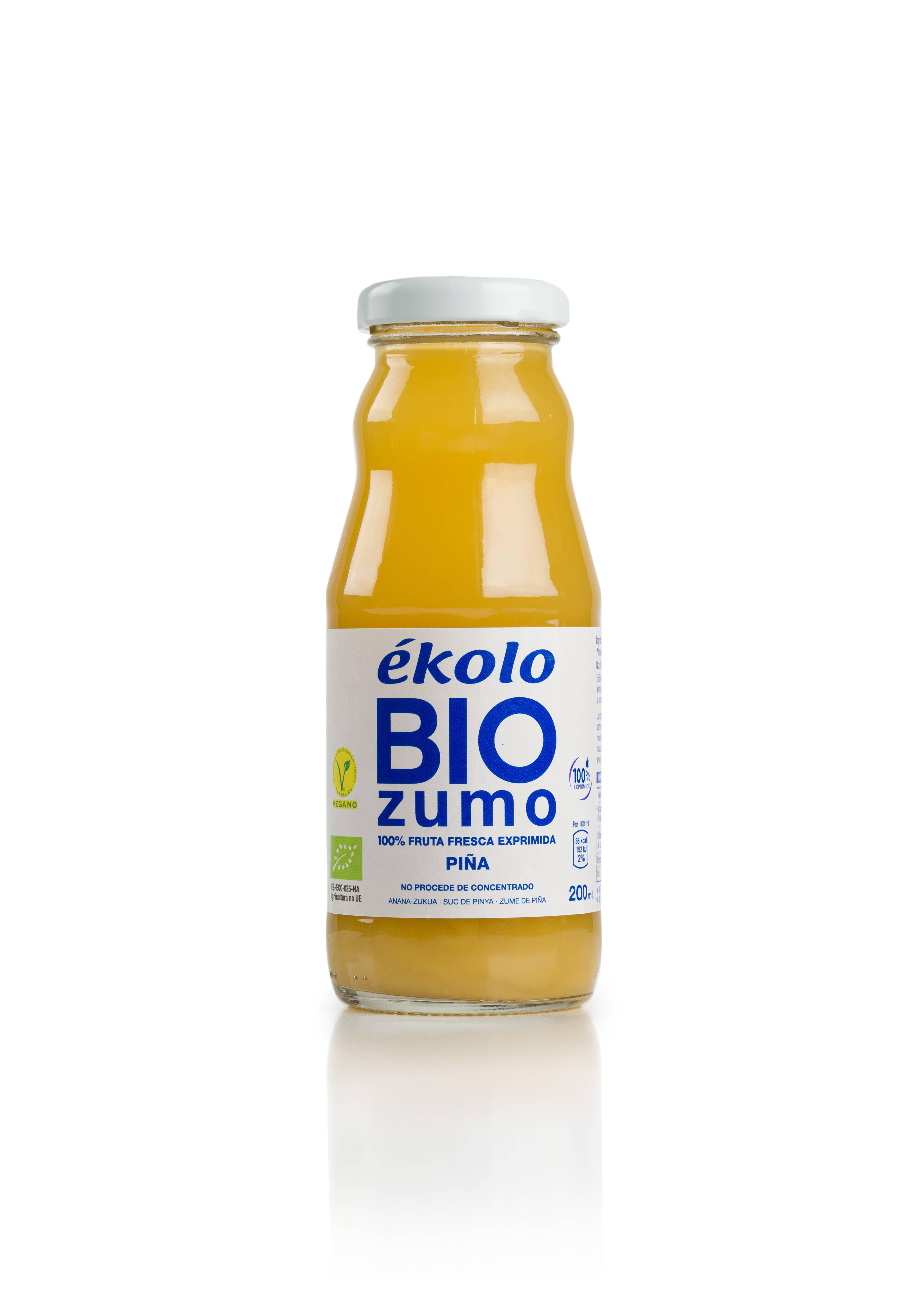 ekolo - Wholesale Fruit Juice - Organic Pineapple Juice, 100% squeezed, 12 units x 200 ml.