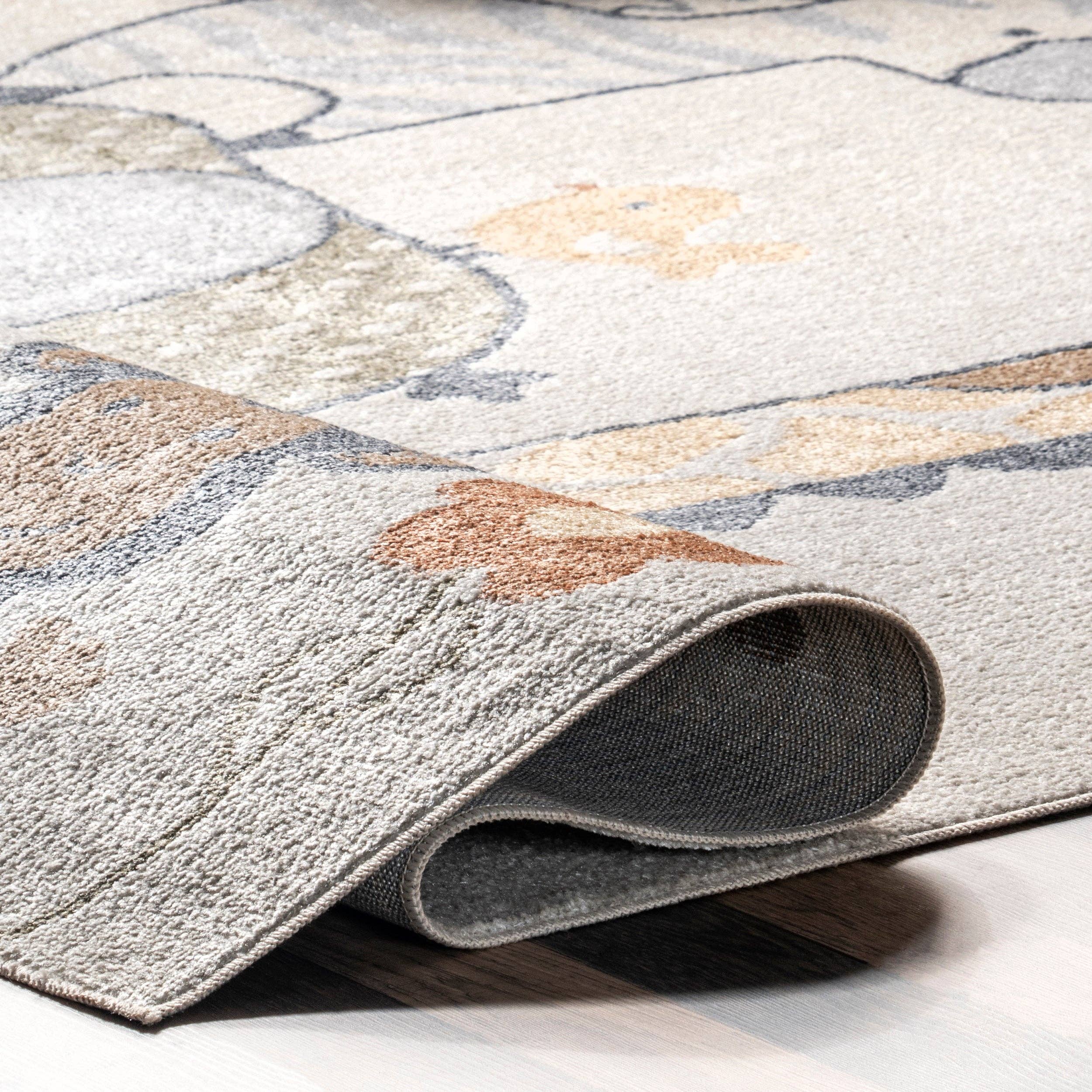 Beige Cass Safari Kids Machine Washable Area Rug for wholesale on Faire2