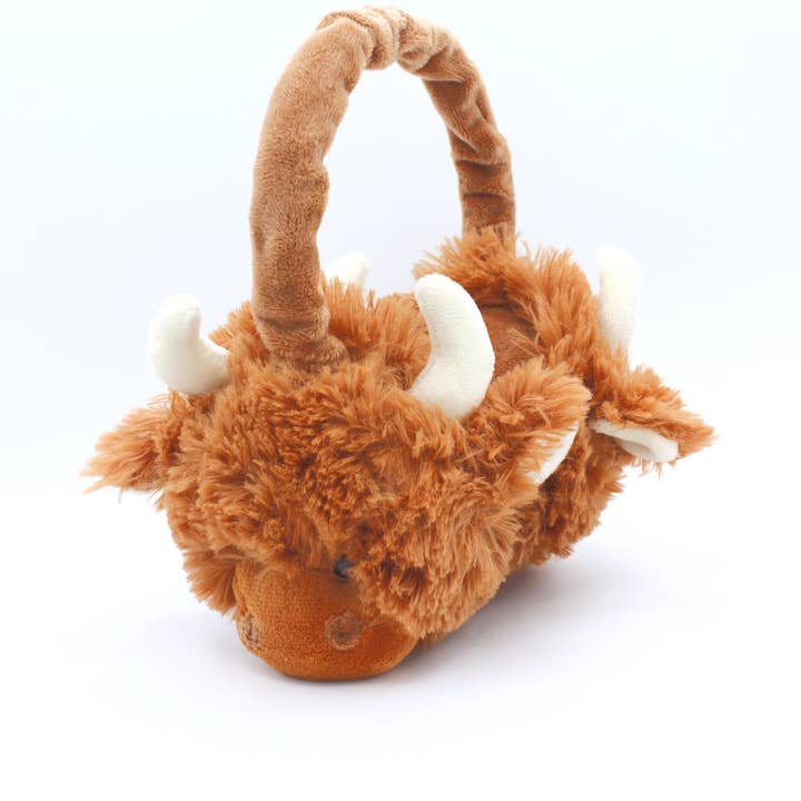 Jomanda Soft Toys & Accessories – Engroshandel Ørevarmere – til børn – Highland Cow Ørekopper - Justerbar - Til alle aldre