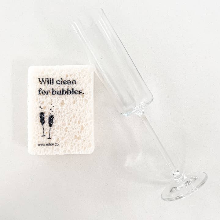 Wine Wash Co. - Wholesale Cleaning Sponge - Biodegradable Pop-Up Sponge - Clean for Bubbles