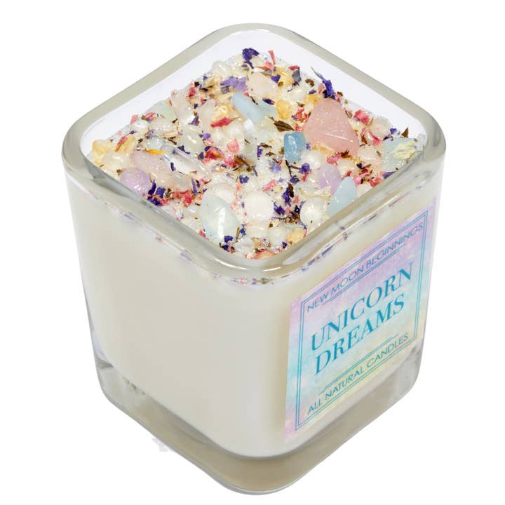 New Moon Beginnings - Wholesale Jar/Filled Candle - Unicorn Dreams Candle - Soy Candles Flower & Crystal Candles5