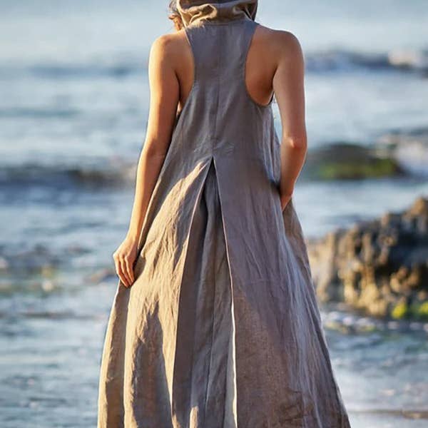 Original Simple Loose Gray Hooded Maxi Dress for wholesale by Plush Looks