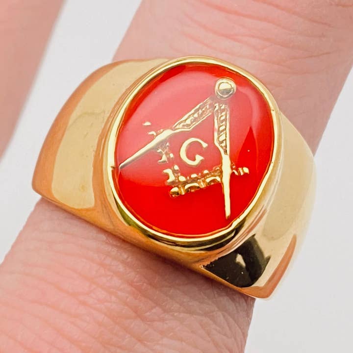 Stainless Steel Enamel Freemasonr AG Ring - MJ/MR for wholesale by Mio Queena