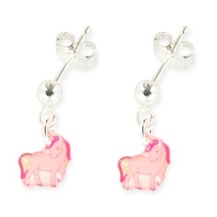Ohrhänger mit Einhorn-Anhänger aus 925er Silber für den Großhandel von Ribambelle Bijoux Enfants
