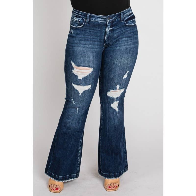 DARK Plus - Mid Rise Stretch Flare With Trouser Hem for wholesale on Faire5