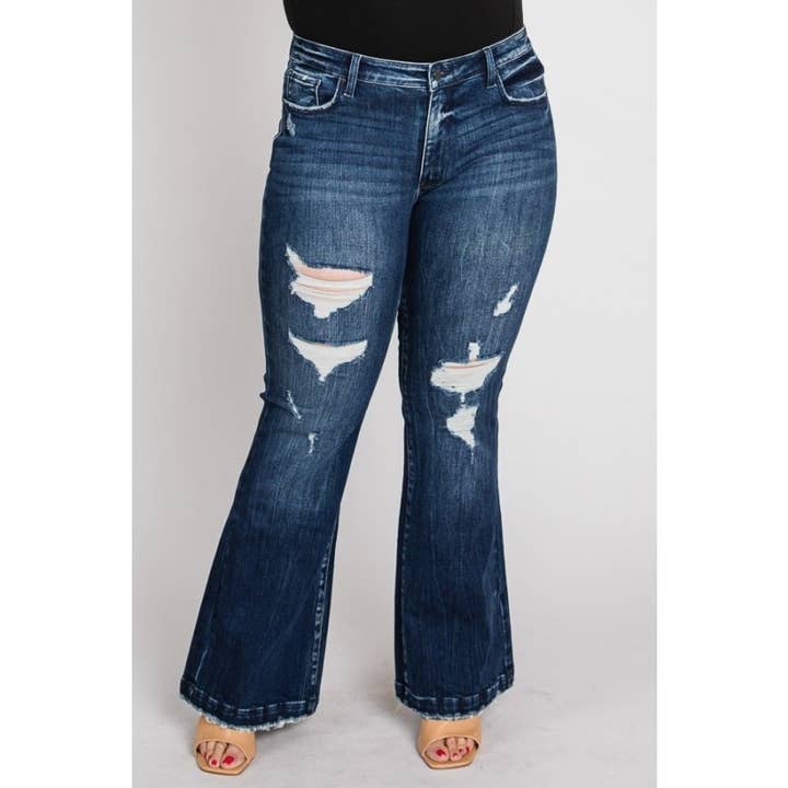 DARK Plus - Mid Rise Stretch Flare With Trouser Hem for wholesale on Faire5