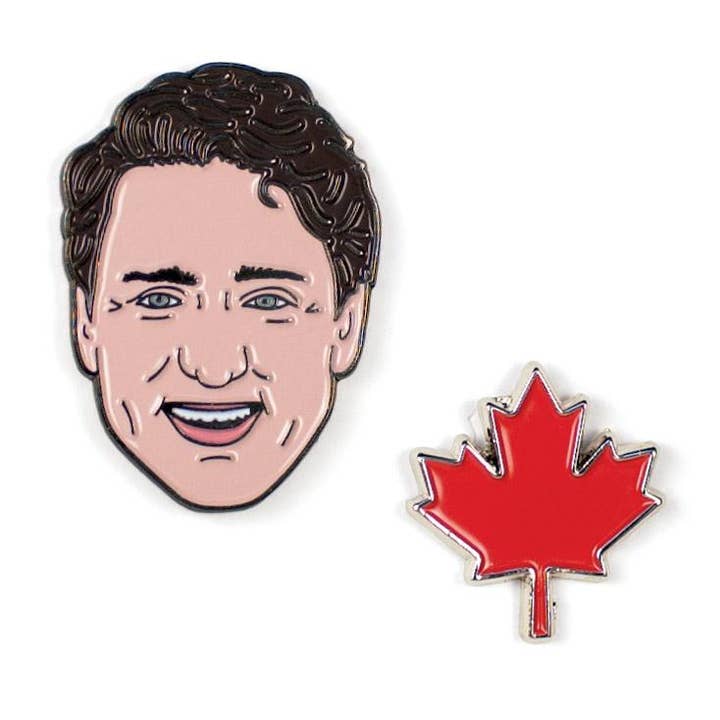 Unemployed Philosophers Guild - Wholesale Lapel Pin/Button - Justin Trudeau & Maple Leaf Pins