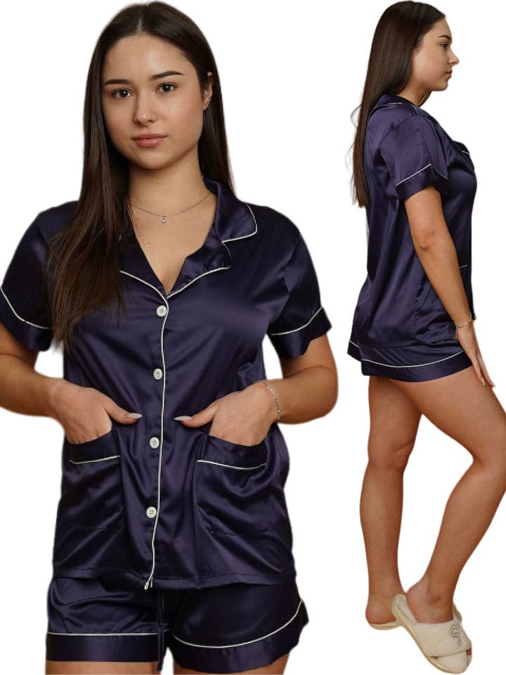 Taniri - Wholesale Sleepwear Set - Women's - ASHLEY SHORT MATTE SATIN PAJAMAS40