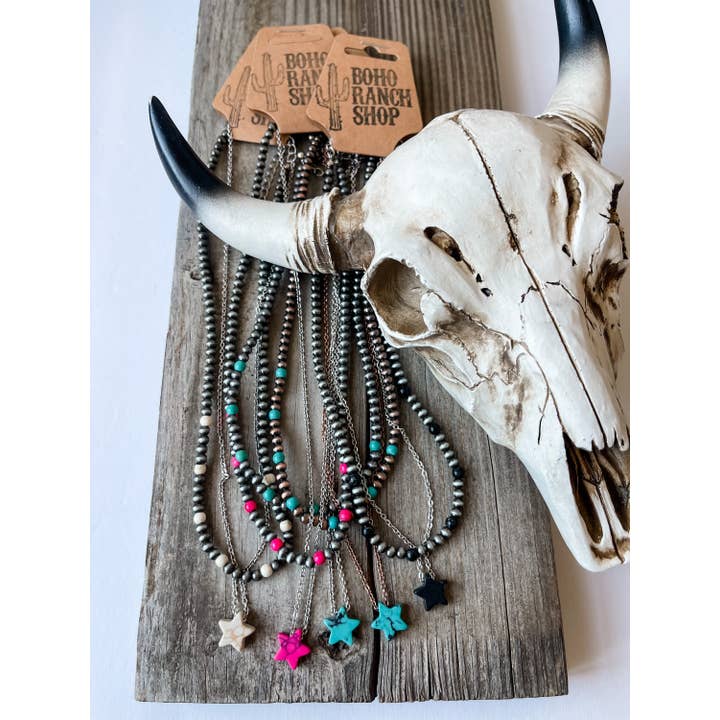Boho Ranch Shop - Wholesale Pendant/Charm Necklace - Star Layered Choker Necklace Western Pendant Necklace Choker