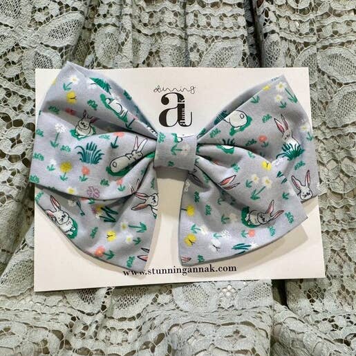 LIMITED EDITION | Easter Hair Bow | Vintage Inspired Spring Bow | Easter Bunny Cotton Bow | Handmade Bow | Easter Hair Tie | Easter Basket for wholesale by Stunning Anna K.