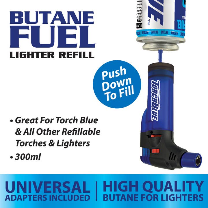 Novelty Brands - Wholesale Lighter - Torch Blue Bulk 300ml Butane Refill Can - 6/Display4