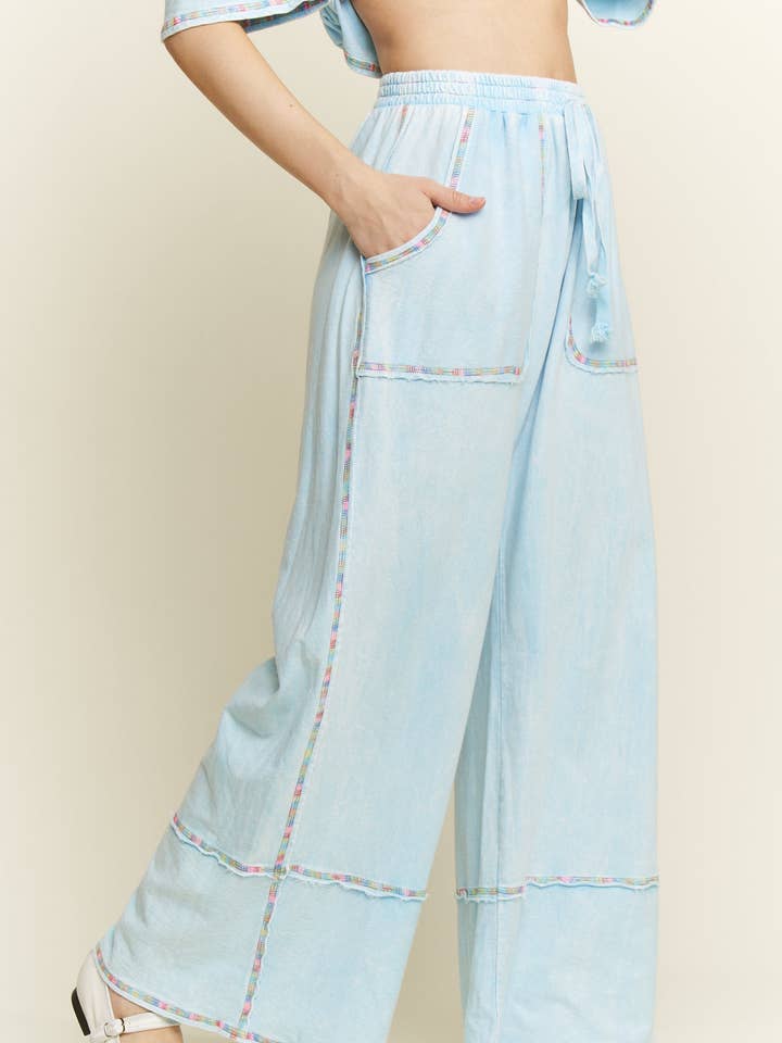 Pantalon large en tissu délavé arc-en-ciel HP6242 pour la vente par J.Her