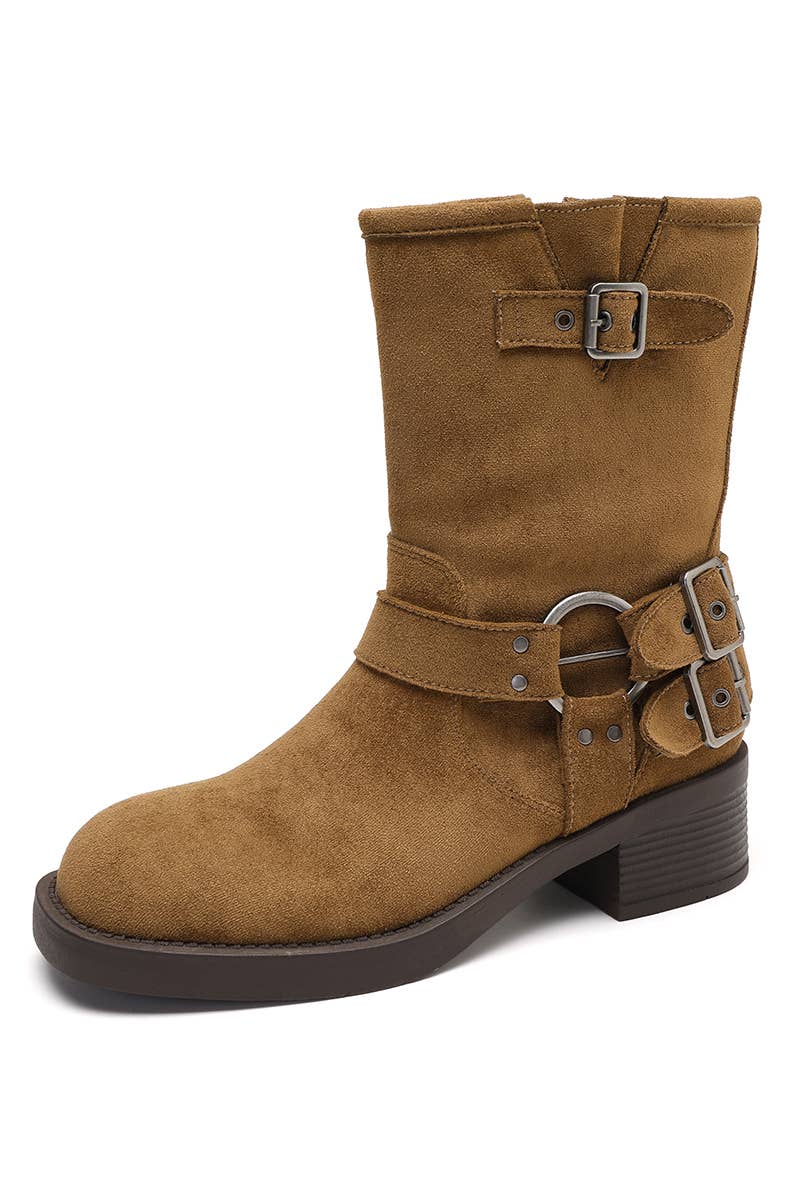 Joia Paris - Wholesale Boots - Women's - Biker-style buckle and ring ankle boots H8-7983