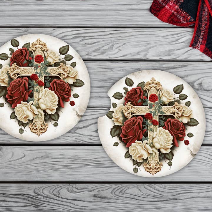 Set de recubridores para coche Rose Cross para venta al por mayor de Wicked Flower Creations