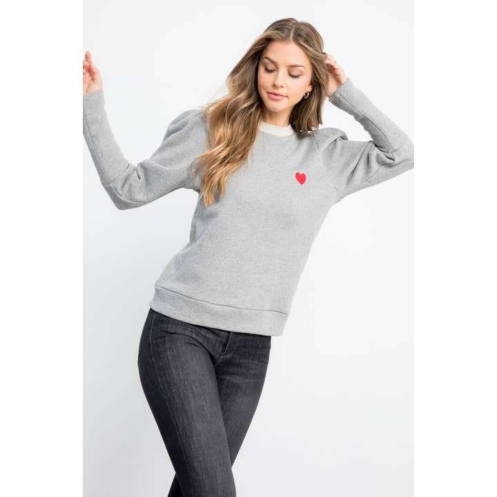 GRAY Bishop Sleeve Knit Sweater for wholesale on Faire