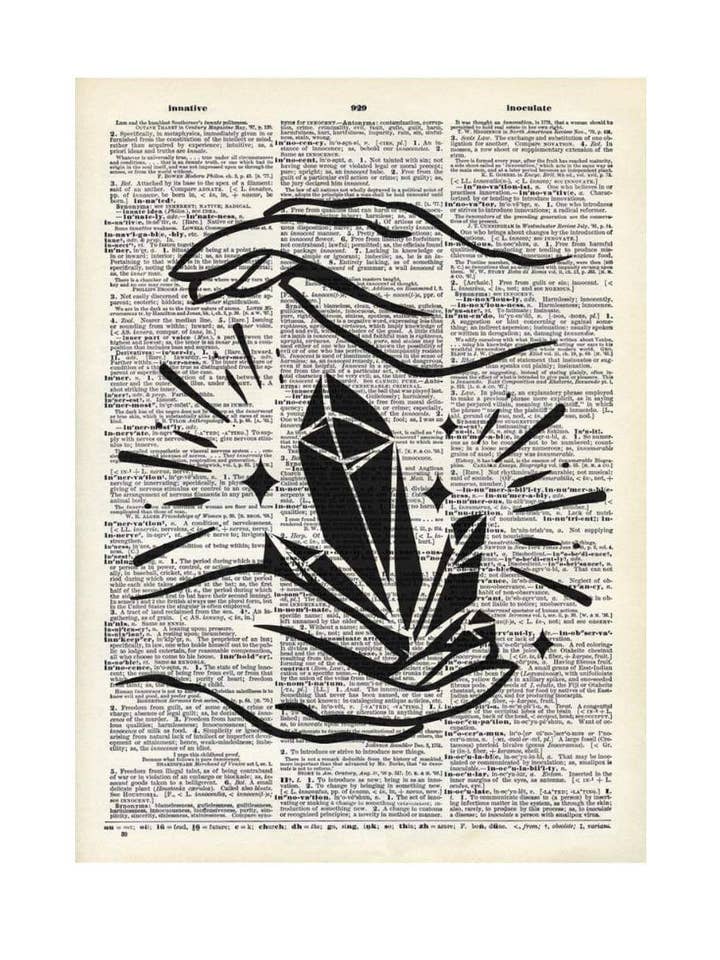 Crystal, Magic, celestial, Vintage Dictionary Print for wholesale by Crazilyhumbledesigns