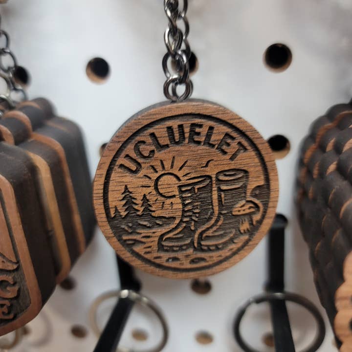 Ucluelet Boots Keychain for wholesale by Two Makers Crew