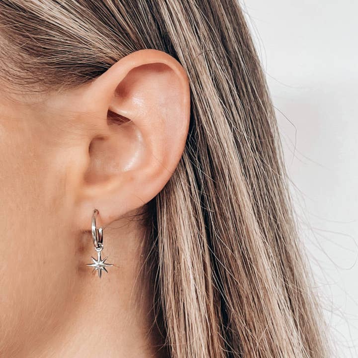 North Star Hoop Earrings for wholesale by Nalu jewels