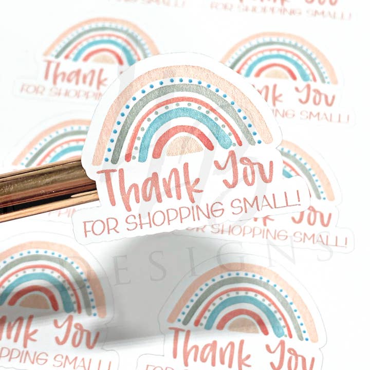 Rainbow Obrigado por Comprar Pequeno | Adesivos de Embalagem | Marca Empresarial | Autocolantes para Pequenas Lojas | Autocolante #: S0027 | Pronto para enviar por atacado de LLB Designs Studio