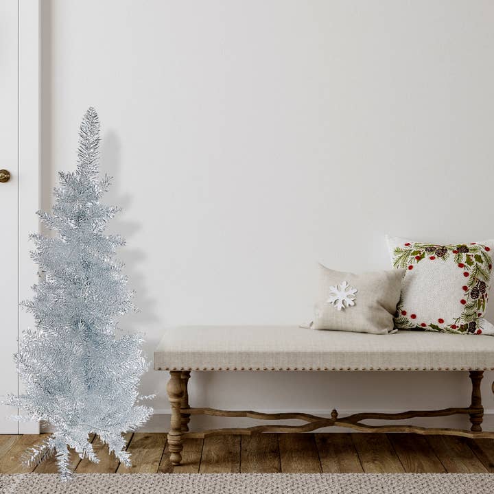 IH Casa Decor – wholesale Artificial Christmas tree – 3' SILVER TINSEL XMAS TREE 120 NORMAL TIP W/PLASTIC STAND1