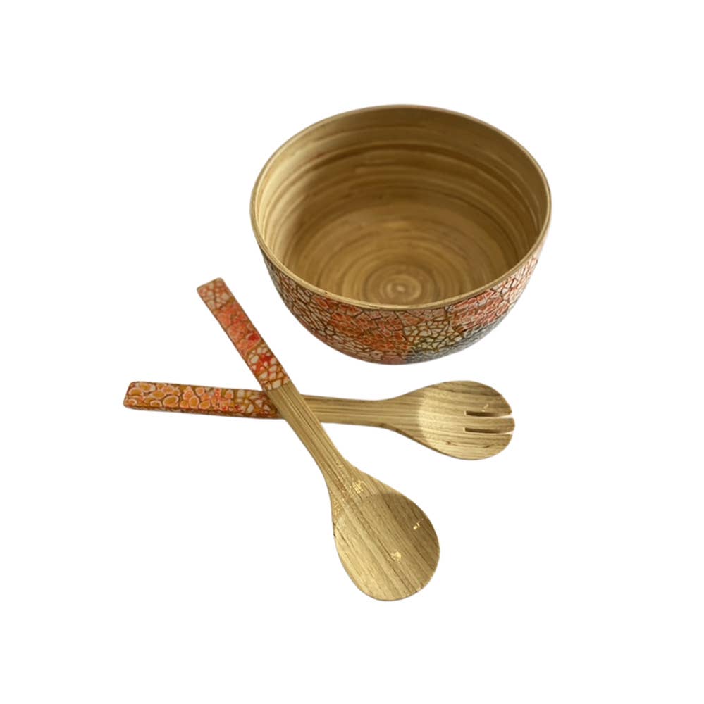 VIE - Wholesale Serve Bowl - Bamboo Salad Bowl, 23x10cm, with Matching Salad Servers49