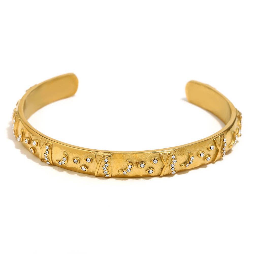 Mio Queena - Vendita all'ingrosso Bracciale a polsino - Bracciale rigido stile tarocchi in acciaio inox placcato oro 18K - FGS/MS1