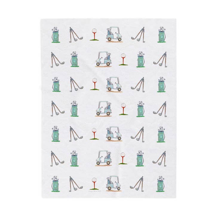 Little Golf Design Velveteen-Plüsch-Kleinkinddecke 30" x 40" für den Großhandel von Carolyn Altman Art / Glory Bee Baby