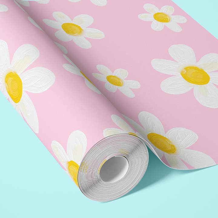DAISY DAYDREAM - SOFT PINK WALLPAPER for wholesale by Oh So Daisy