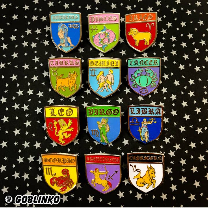 What's Your Sign Enamel Pins - All 12 for wholesale by GOBLINKO