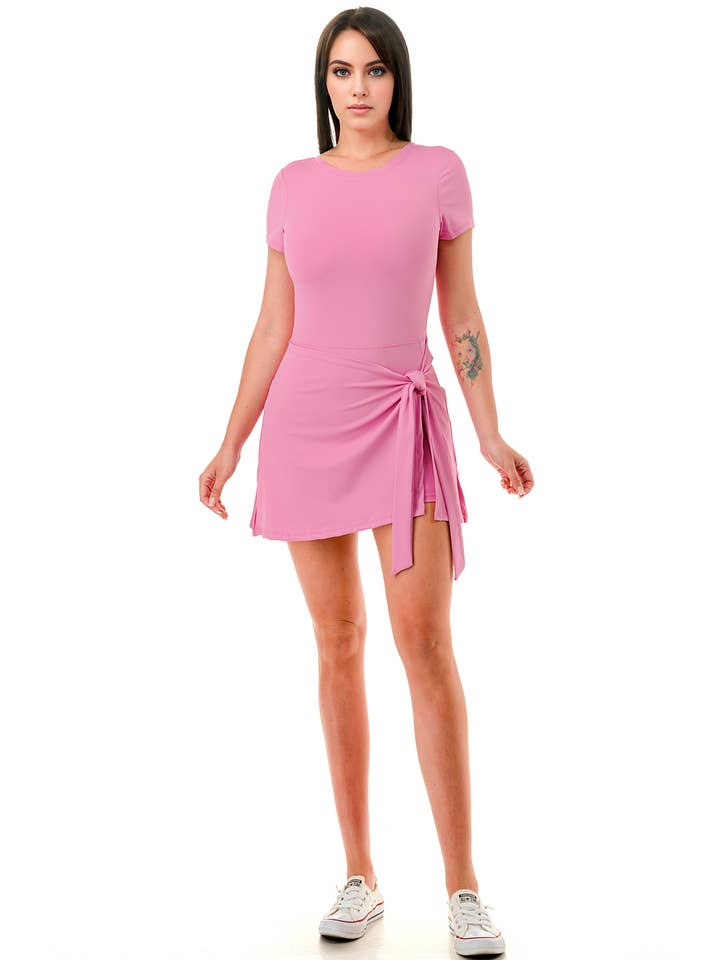 Color 5 - Wholesale Athletic dress – Women′s - Premium activewear tennis dress with shorts under tie skirt19