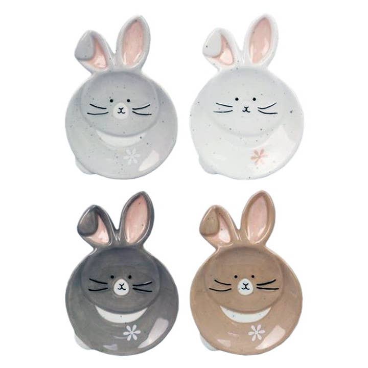 Will's Company - Wholesale Jewelry Dish - Ceramic Bunny Rabbit Trinket Dish - 4 styles, 4"0