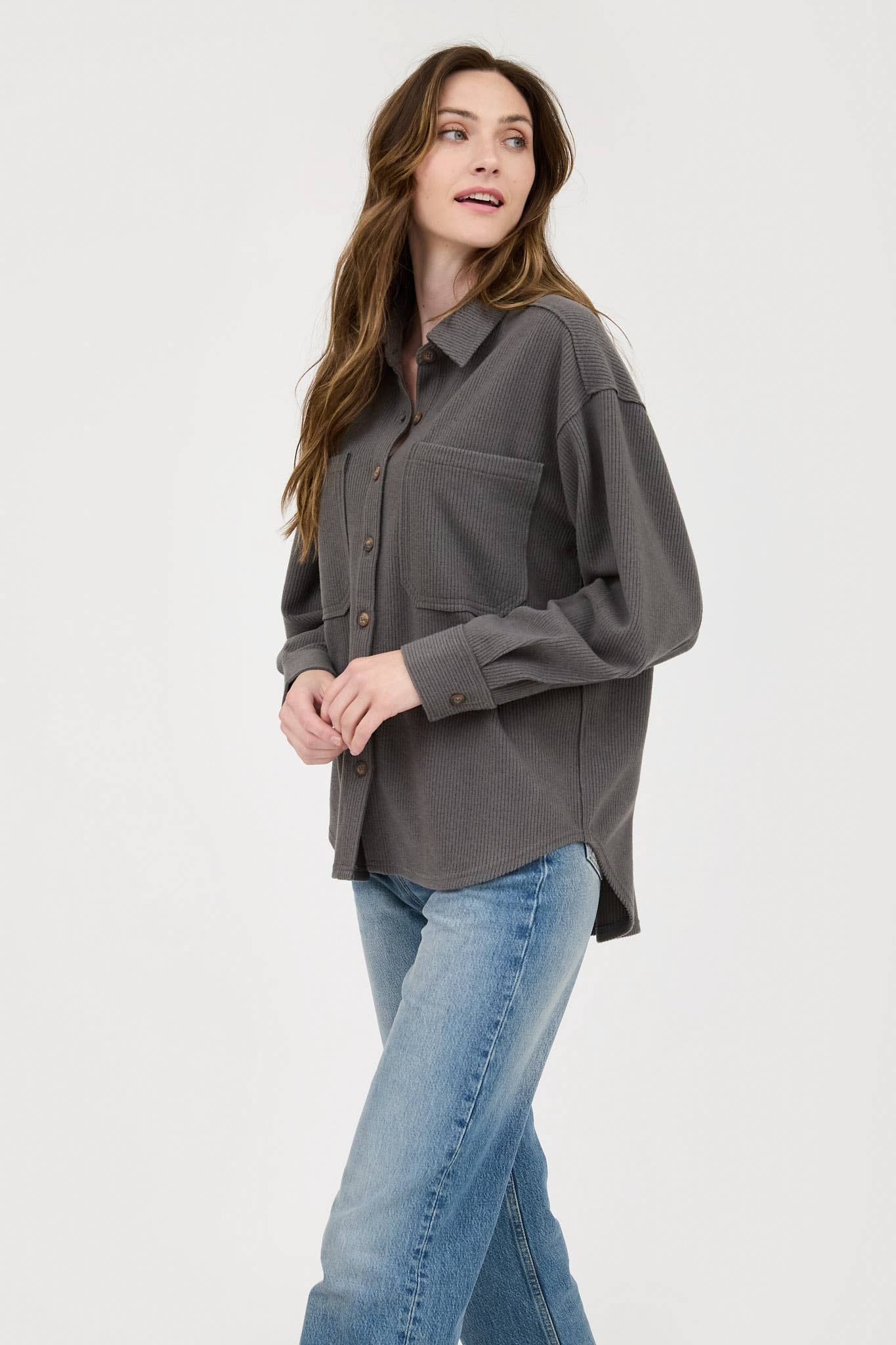 Blu Pepper - Wholesale Knit Top - Women's - RIB KNIT EXPOSED SEAM BUTTON UP TOP16