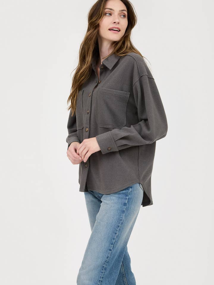 Blu Pepper - Wholesale Knit Top - Women's - RIB KNIT EXPOSED SEAM BUTTON UP TOP16